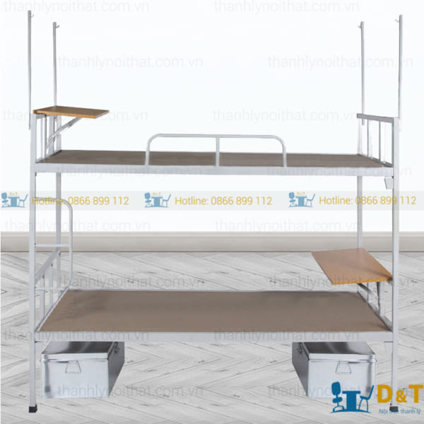 Giường tầng sắt có bàn, hòm GTS03